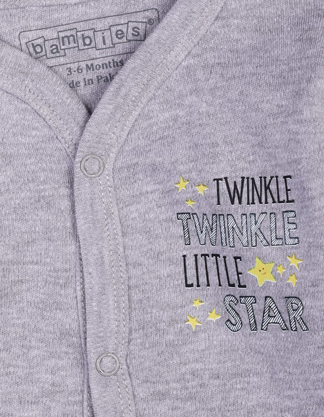 Baby Night Suit Bambies® Twinkle Star Grey&nbsp;at Zubaidas® - Pakistan’s No. 1 and the most trusted baby and kids store for over 50 years. Shop Online. Nationwide Delivery. Best Prices.