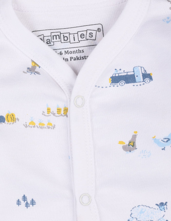 Baby Night Suit Bambies® White Farmlands at Zubaidas® - Pakistan’s No. 1 and the most trusted baby and kids store for over 50 years. Shop Online. Nationwide Delivery. Best Prices.