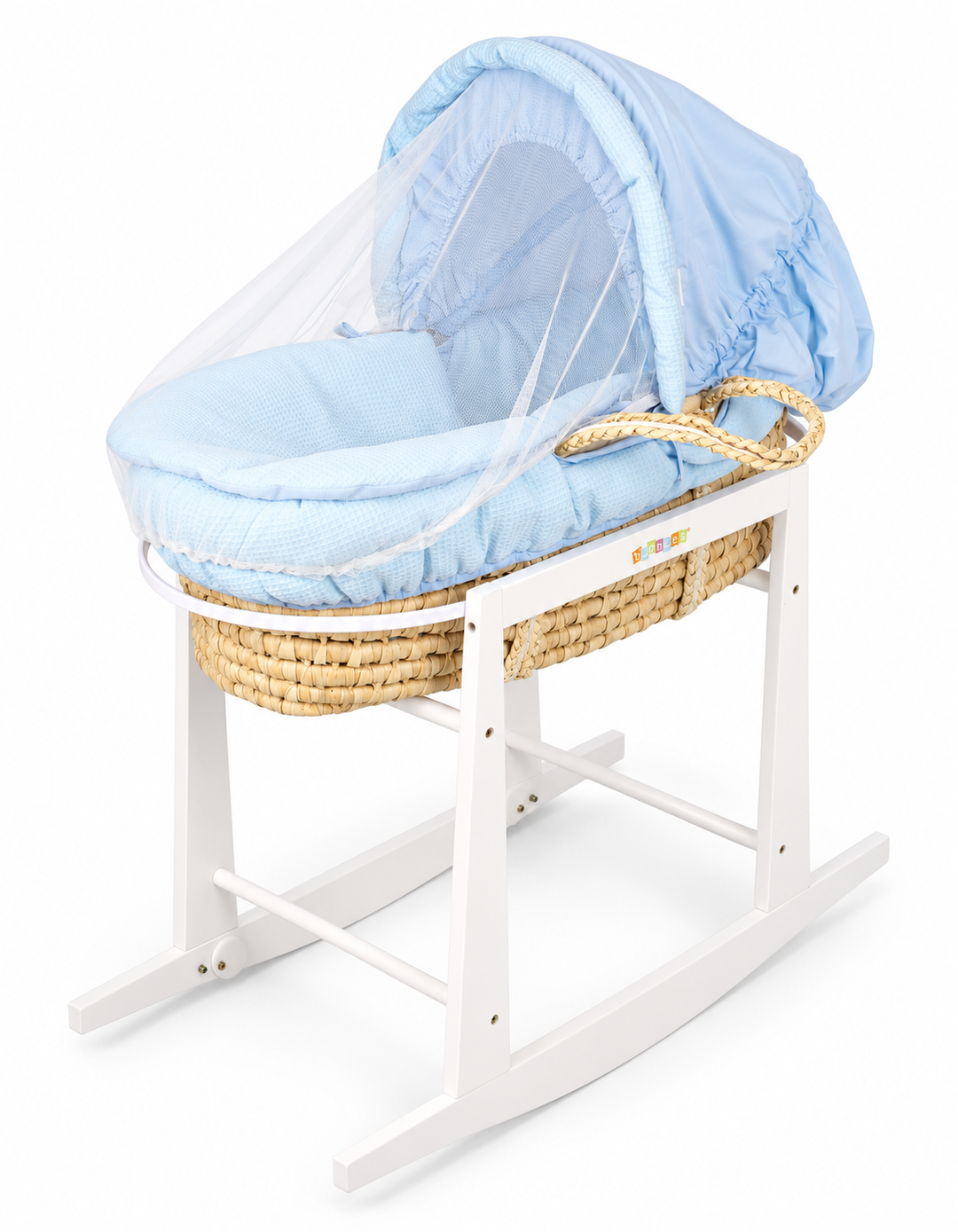 Bambies Moses Basket with Stand Blue at Zubaidas Best Online Baby Nursery Store for over 50 years
