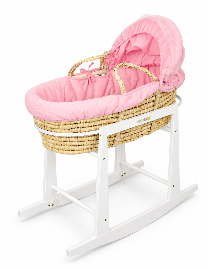 Bambies Moses Basket with Stand Pink at Zubaidas Best baby kids and moms store in Pakistan for over 50 years