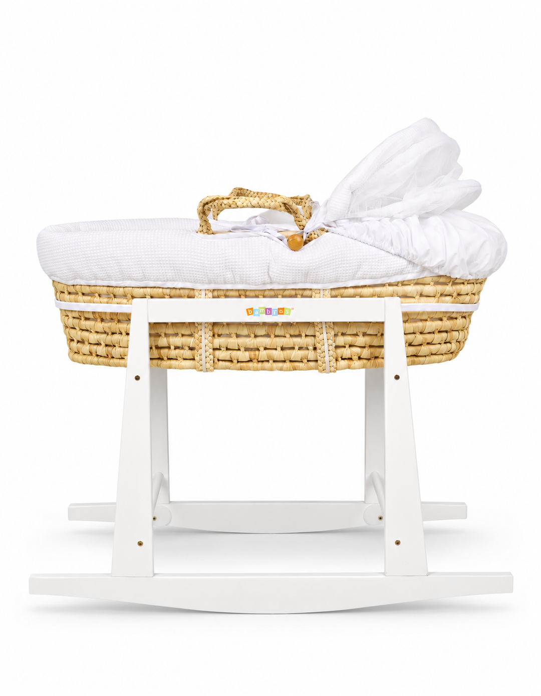 Bambies Moses Basket with Stand White at Zubaidas