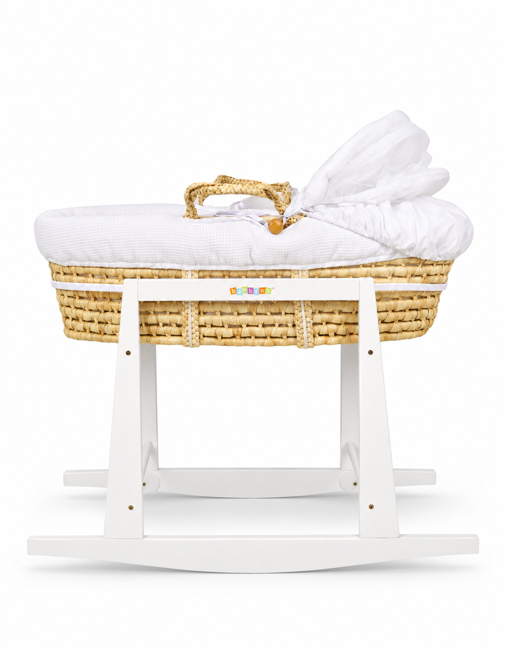 Bambies Moses Basket with Stand White at Zubaidas
