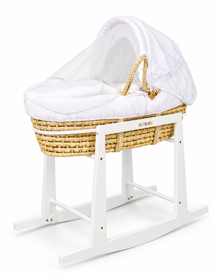 Bambies Moses Basket with Stand White at Zubaidas Best Online Baby Nursery Store in Pakistan for over 50 years
