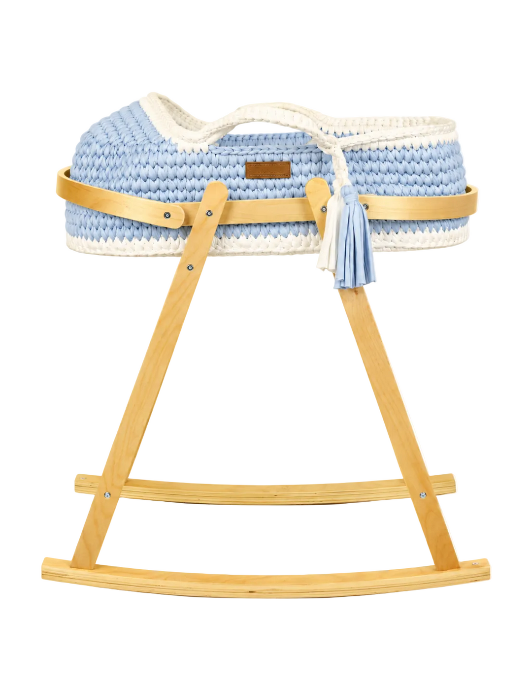 Bambies Premium Moses Basket with Stand Crochet Blue at Zubaidas