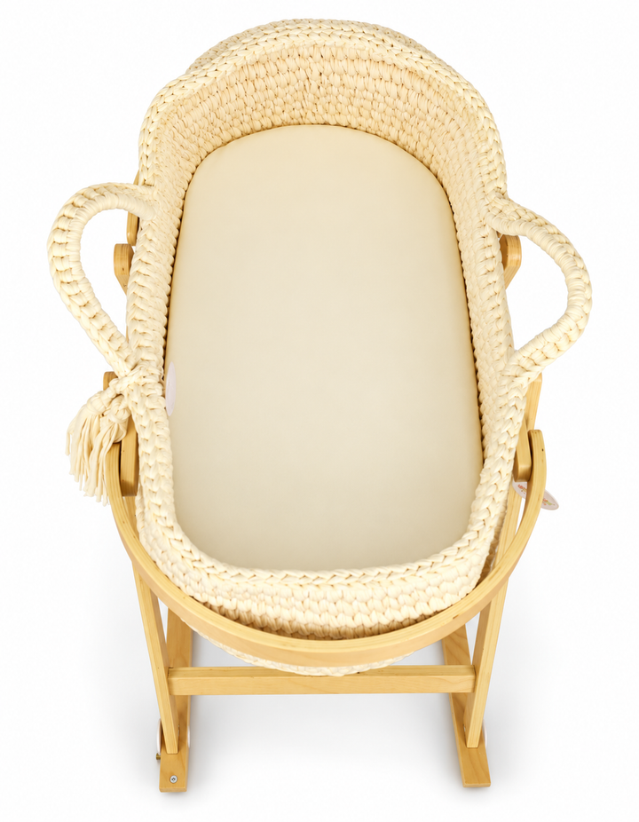Bambies Premium Moses Basket with Stand Crochet Cream at Zubaidas Best Online Baby Kids and Moms Store in Pakistan for over 50 years