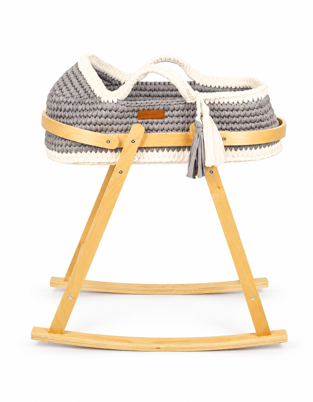 Bambies Premium Moses Basket with Stand Crochet Grey at Zubaidas