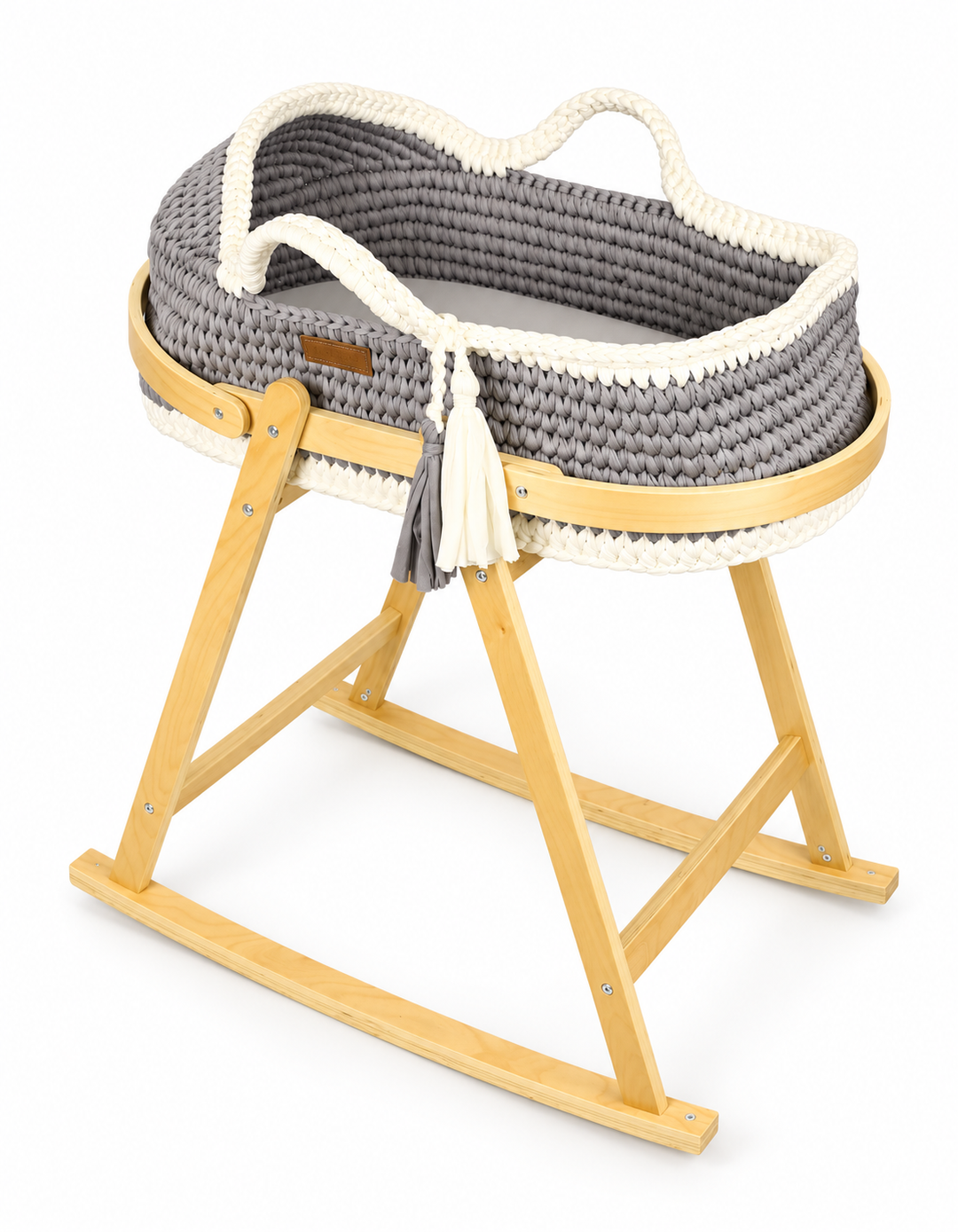 Bambies Premium Moses Basket with Stand Crochet Grey at Zubaidas Pakistan