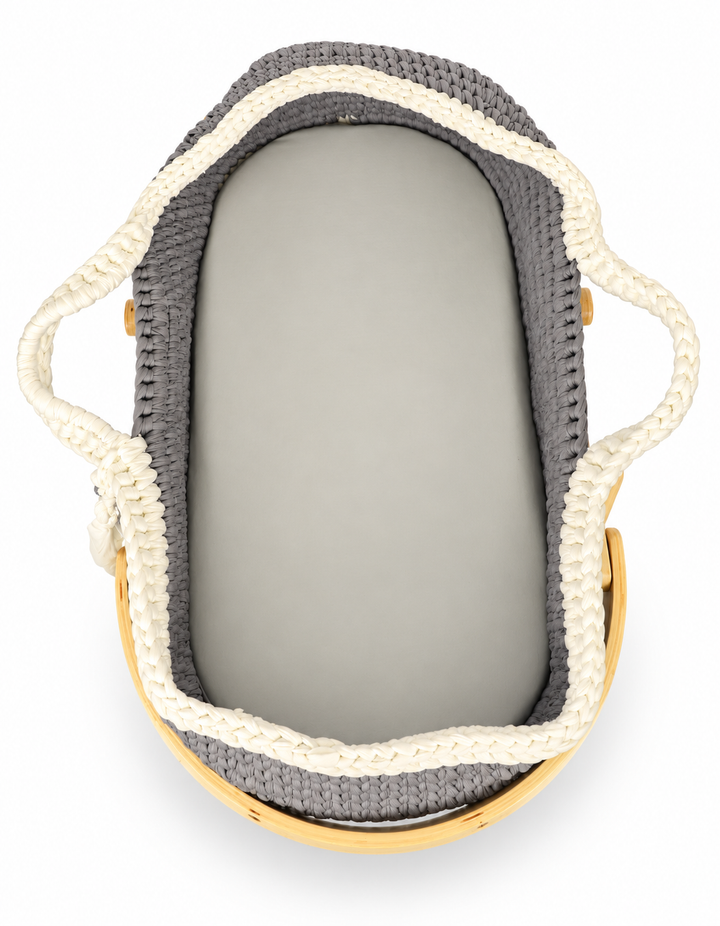 Bambies Premium Moses Basket with Stand Crochet Grey at Zubaidas Best Online Baby Kids and Moms Store in Pakistan for over 50 years