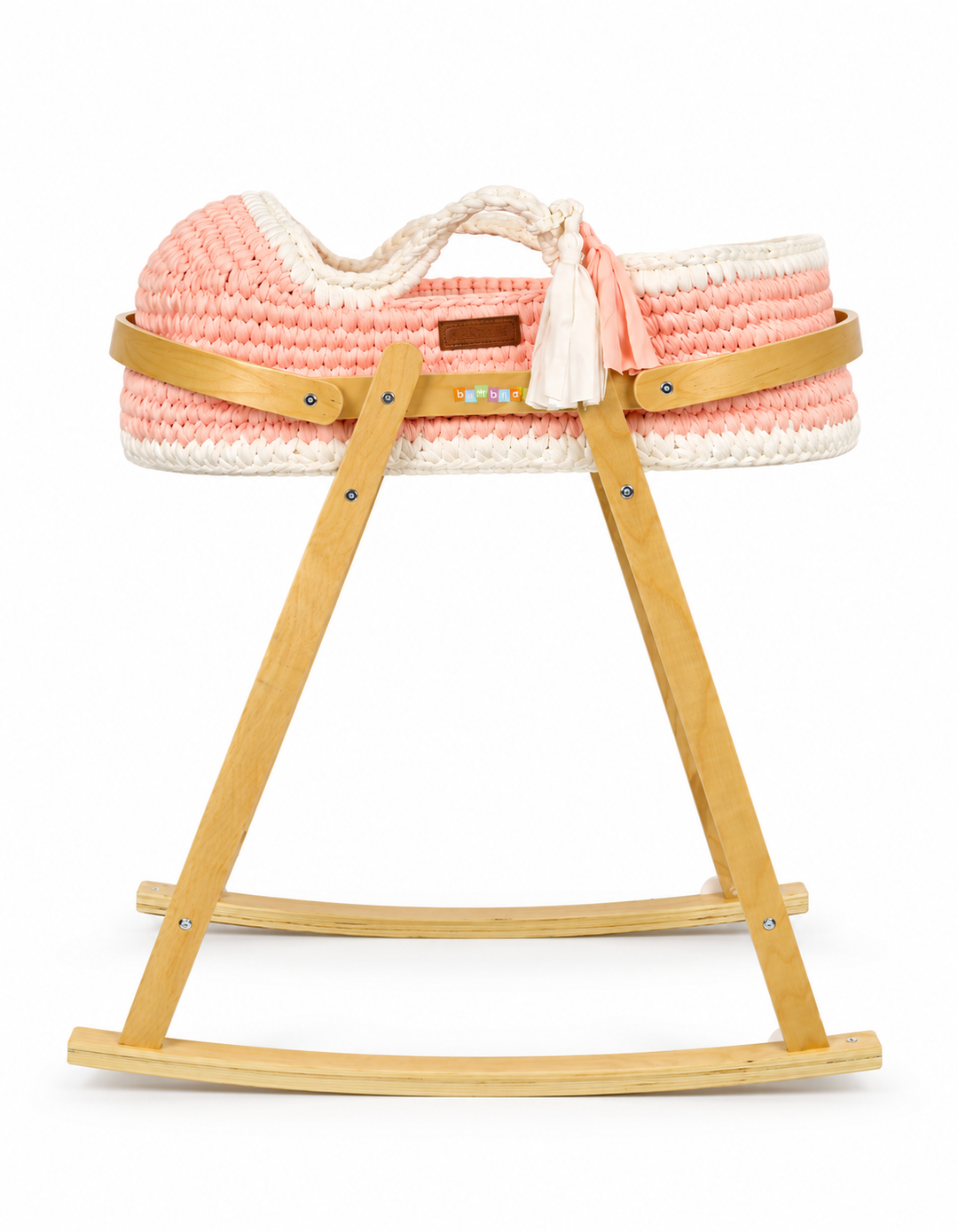 Bambies Premium Moses Basket with Stand Crochet Pink at Zubaidas