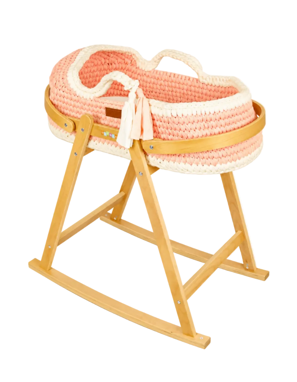 Bambies Premium Moses Basket with Stand Crochet Pink at Zubaidas Pakistan