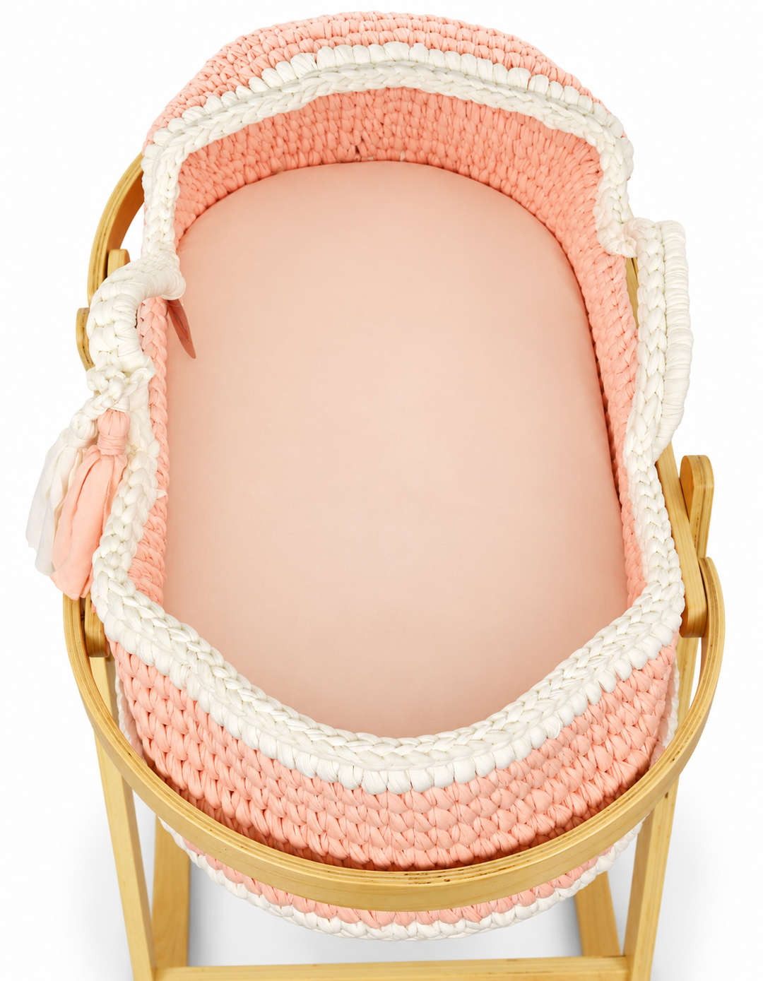 Bambies Premium Moses Basket with Stand Crochet Pink at Zubaidas Best Online Baby Kids and Moms Store in Pakistan for over 50 years
