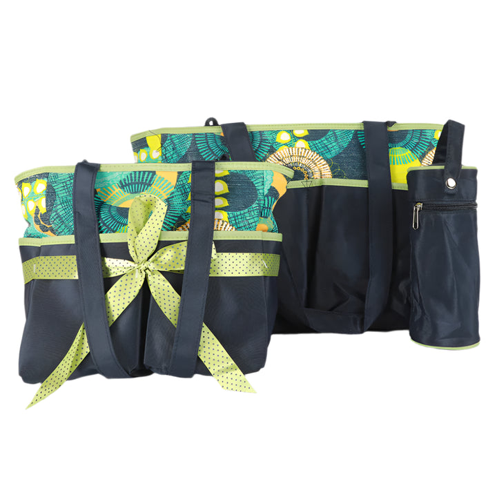 Bambies Amber Tote Diaper Bags 5 Pieces Set - Green & Black at Zubaidas Official™ Pakistan
