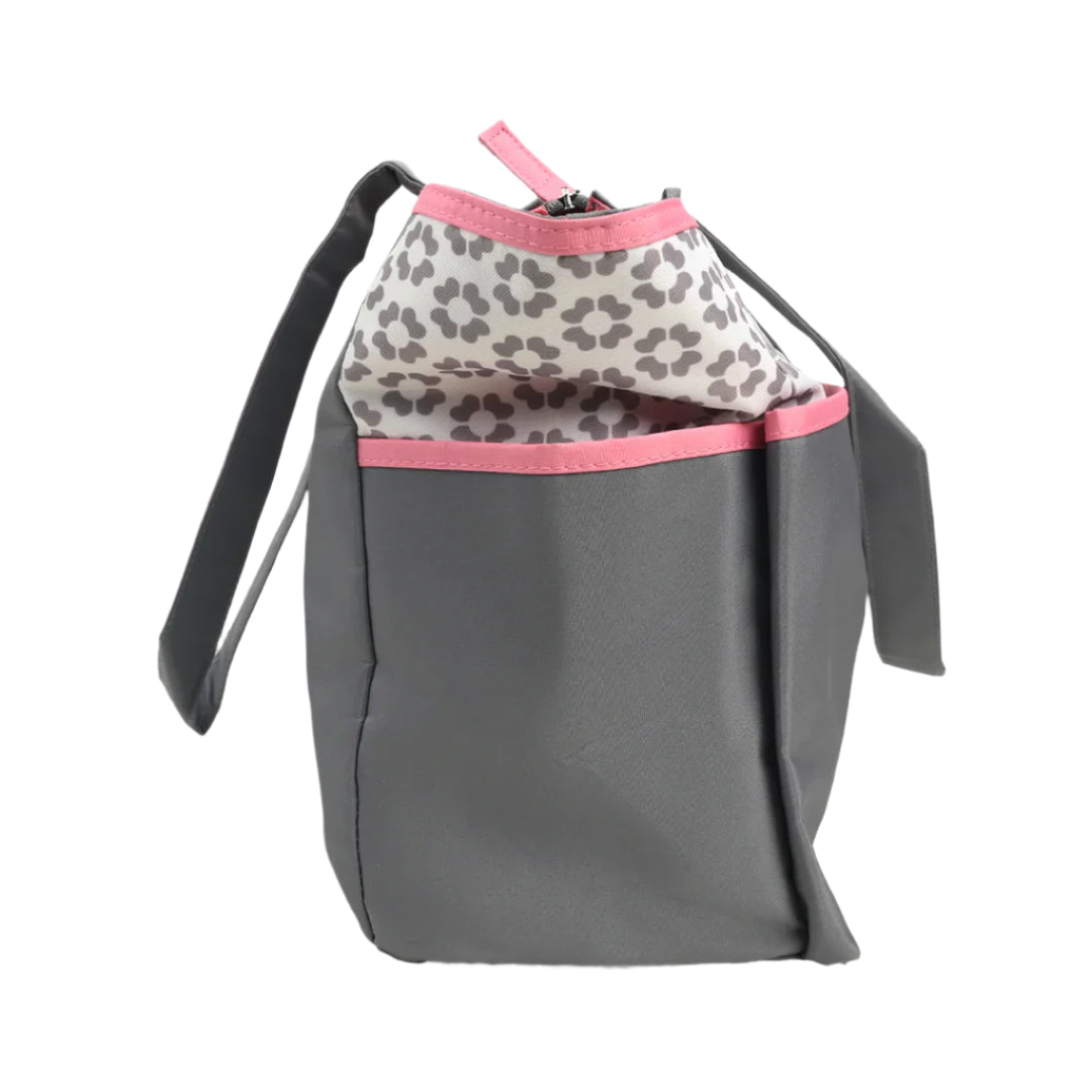 Bambies Amber Tote Diaper Bags 5 Pieces Set - Pink & Grey at Zubaidas Official™ Pakistan