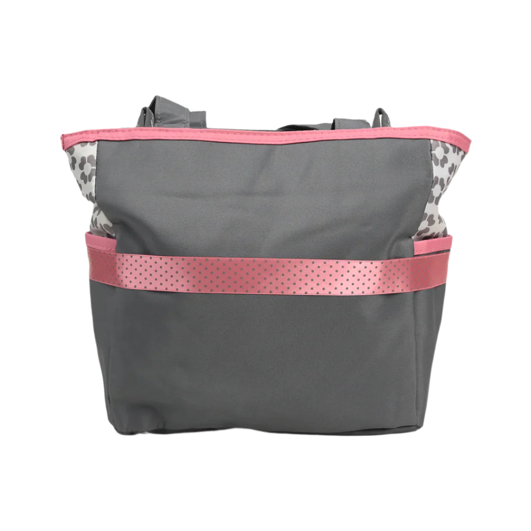 Bambies Amber Tote Diaper Bags 5 Pieces Set - Pink & Grey at Zubaidas Official™ Pakistan