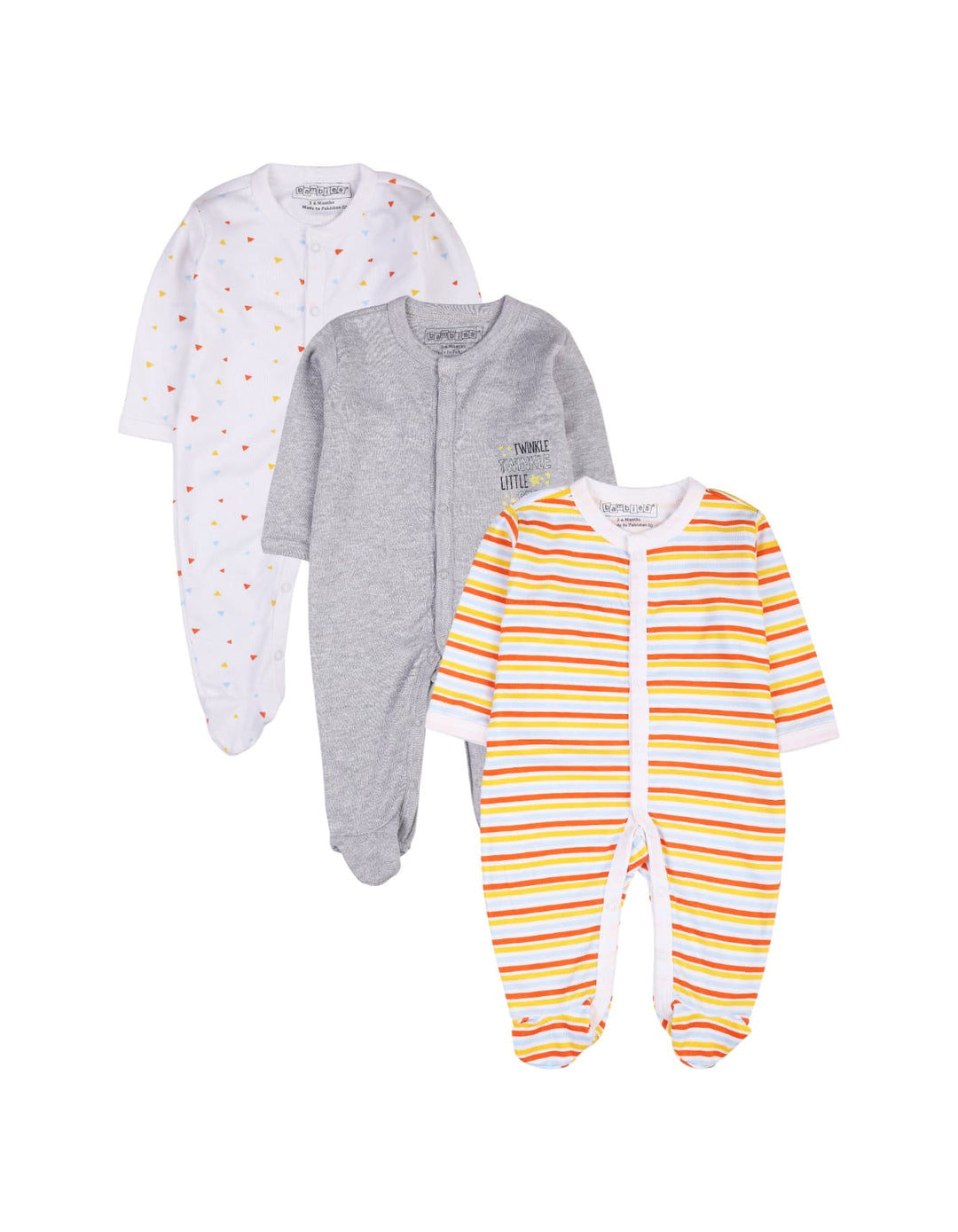 Bambies® Sleep Suits Pack of 3 Patterns at Zubaidas® - Pakistan’s No. 1 and the most trusted baby and kids store for over 50 years. Shop Online. Nationwide Delivery. Best Prices.