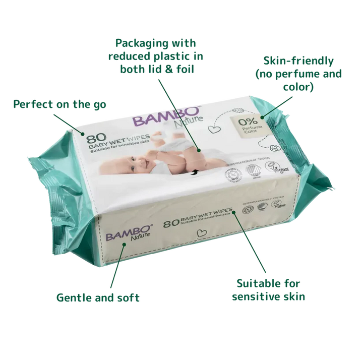 Bambo Nature Baby Wet Wipes 80 Pieces at Zubaidas Online Pakistan