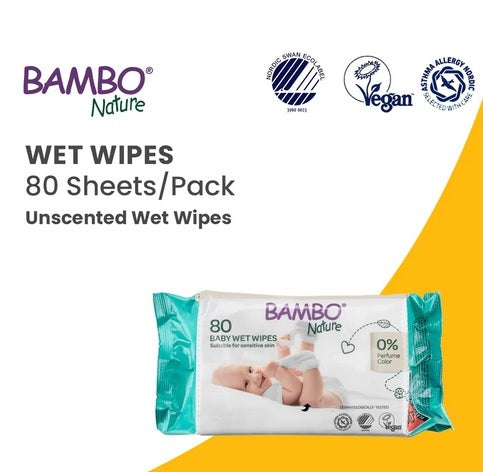 Bambo Nature Baby Wet Wipes 80 Pieces at Zubaidas Parents Favorite Online Baby and Kids Store for over 50 years in Pakistan