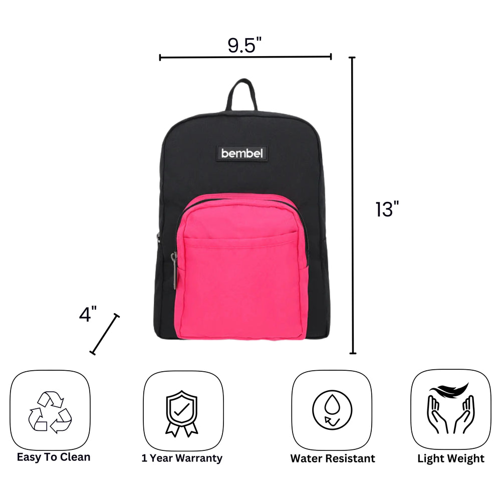 Bembel Preschool Bag Black and Pink Backpack 13 inches at Zubaidas Official Pakistan