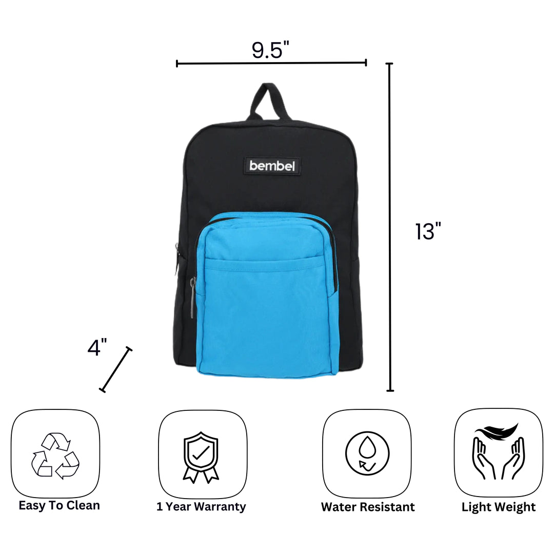 Bembel Preschool Bag Black and Sky Backpack 13 inches at Zubaidas Official Pakistan
