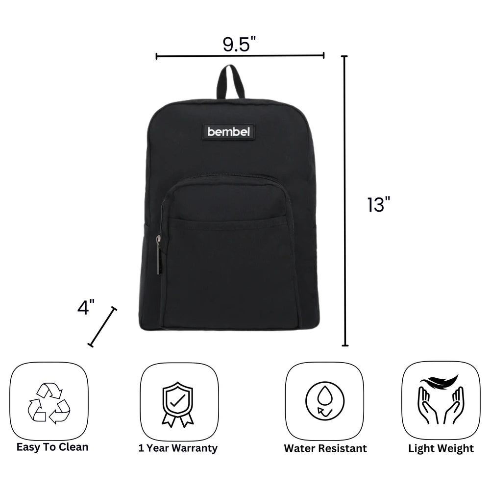 Bembel Preschool Bag Solid Black Backpack 13 inches at Zubaidas Official Pakistan