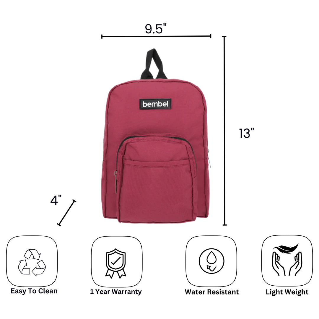 Bembel Preschool Bag Solid Maroon Backpack 13 inches at Zubaidas Official Pakistan