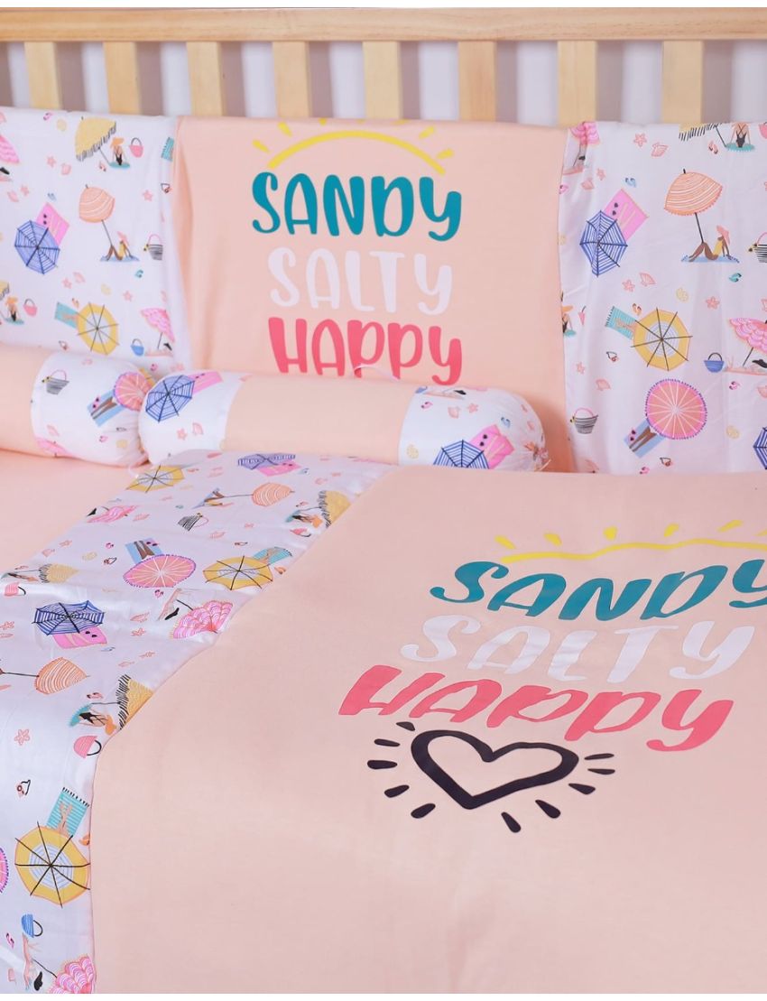 Bedding Set Peach & White - Sandy Salty Happy