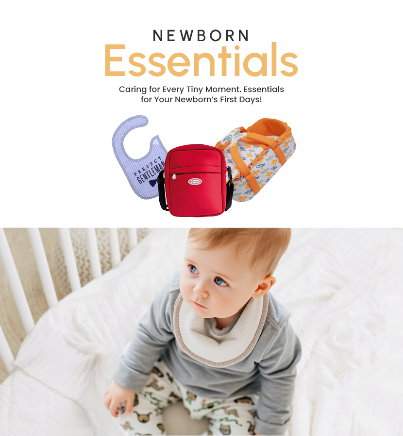 Shop the exquisite Newborn Essentials Collection at Zubaidas Official™ – Pakistan’s No. 1 and the most trusted baby store for over 50 years. Bodysuits, sleep suits, night suits, vests, newborn gift sets, bath towels, bibs, burp cloths, feeder covers, caps, mittens, booties, carry nests, carry cribs, pillows and pillow sets, nursing pillows, wrapping swaddling and changing sheets etc. Every article is designed in charming themes and premium fabrics, ensuring safety, quality, comfort and elegance for newborns