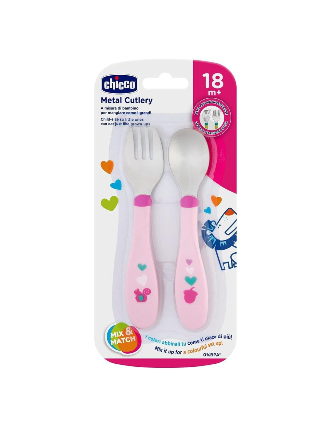 Chicco Cutlery Set Stainless Steel 18 M+ 00006831000000 at Zubaidas Official Pakistan