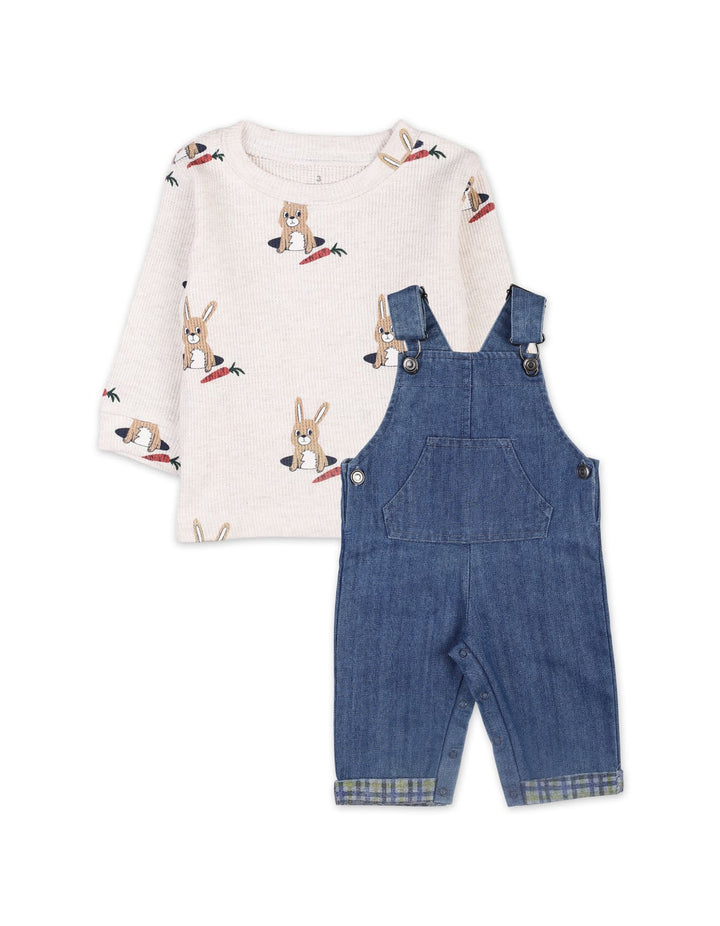 Dungaree Winter Suit Bambies Denim Blue and Cream at Zubaidas