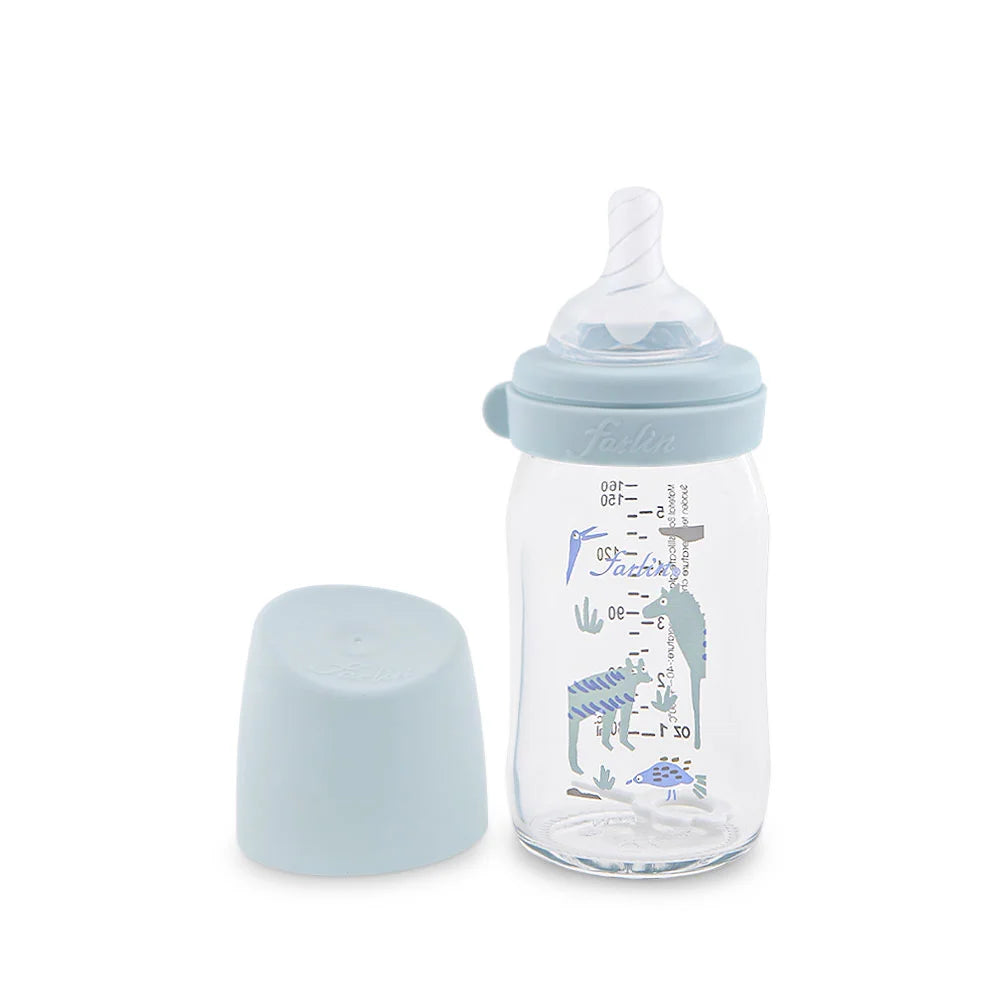 Farlin Glass Wide-Neck Anti-Colic Feeding Bottle Blue (160ml) at Zubaidas® - Pakistan’s No. 1 and the most trusted baby and kids store for over 50 years. Shop Online. Nationwide Delivery. Best Prices.