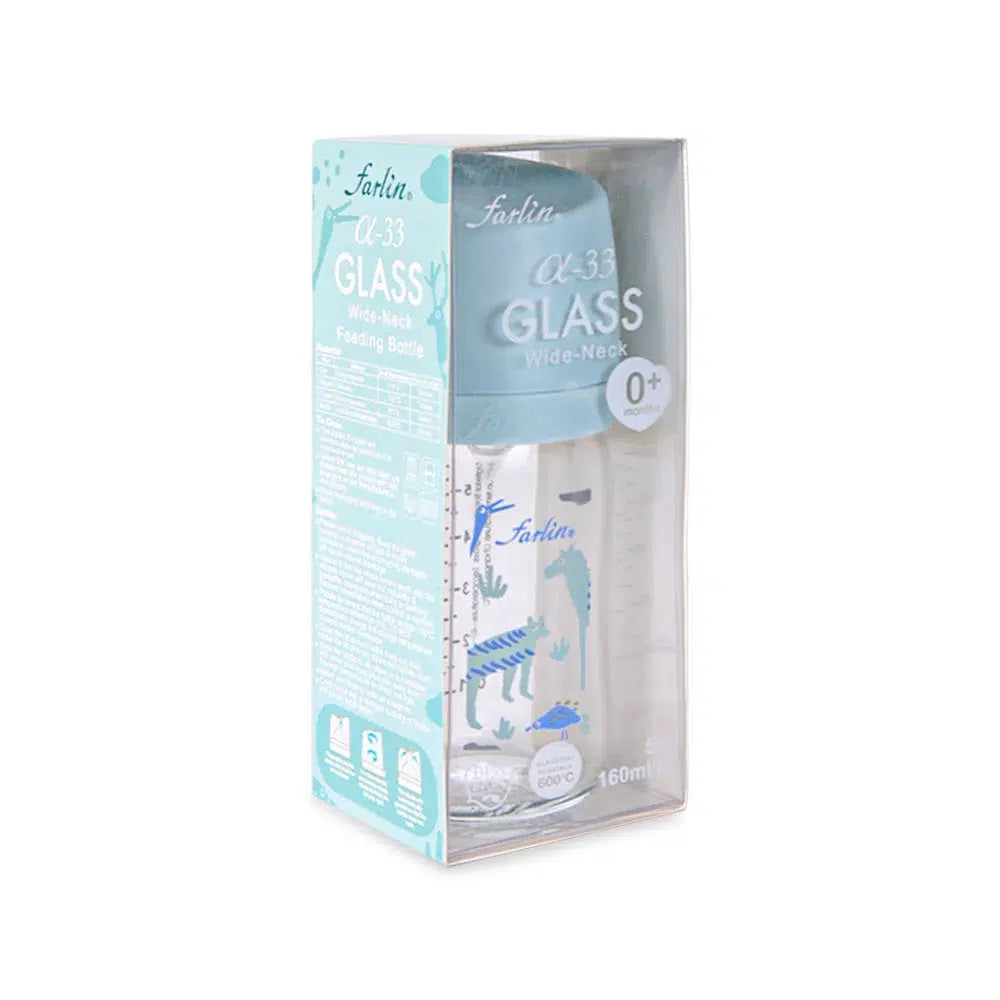 Farlin Glass Wide-Neck Anti-Colic Feeding Bottle Blue (160ml) at Zubaidas® - Pakistan’s No. 1 and the most trusted baby and kids store for over 50 years. Shop Online. Nationwide Delivery. Best Prices.