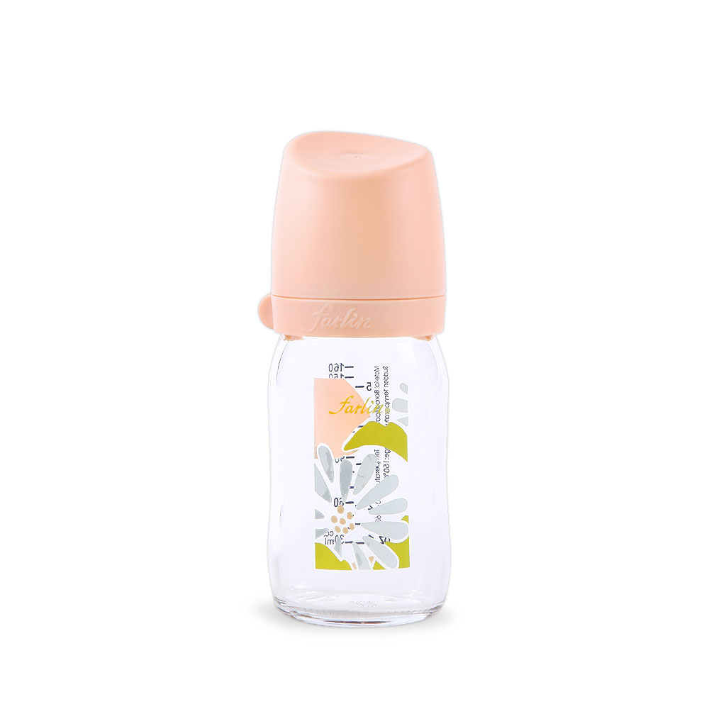 Farlin Glass Wide-Neck Anti-Colic Feeding Bottle Peach (160ml) at Zubaidas® - Pakistan’s No. 1 and the most trusted baby and kids store for over 50 years. Shop Online. Nationwide Delivery. Best Prices