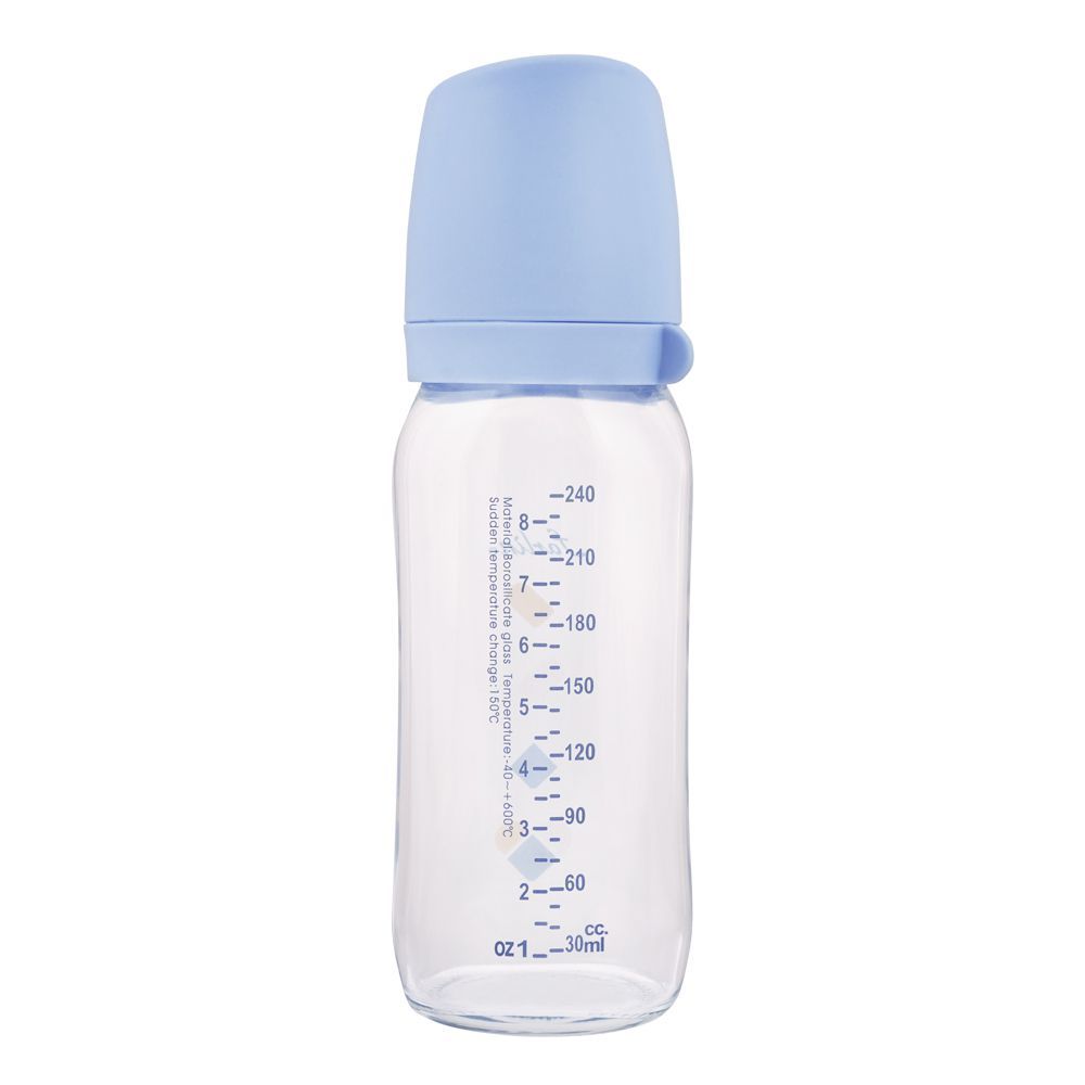 Farlin Wide-Neck Glass Feeding Bottle 240ml – Blue at Zubaidas® - Pakistan’s No. 1 and the most trusted baby and kids store for over 50 years. Shop Online. Nationwide Delivery. Best Prices.