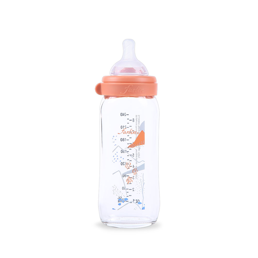 Zubaida's Farlin Wide Neck Glass Feeder 240ml - Orange - AB-32012 - Zubaidas Official™