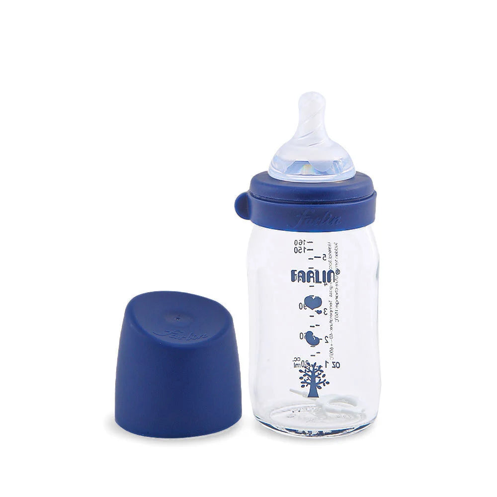 Zubaida's Farlin Wide-Neck Glass Feeding Bottle 160ml - Blue - AB-32013-02