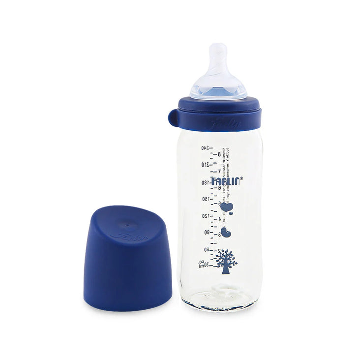 Zubaida's Farlin Wide-Neck Glass Feeding Bottle 240ml - Blue - AB-32014-02