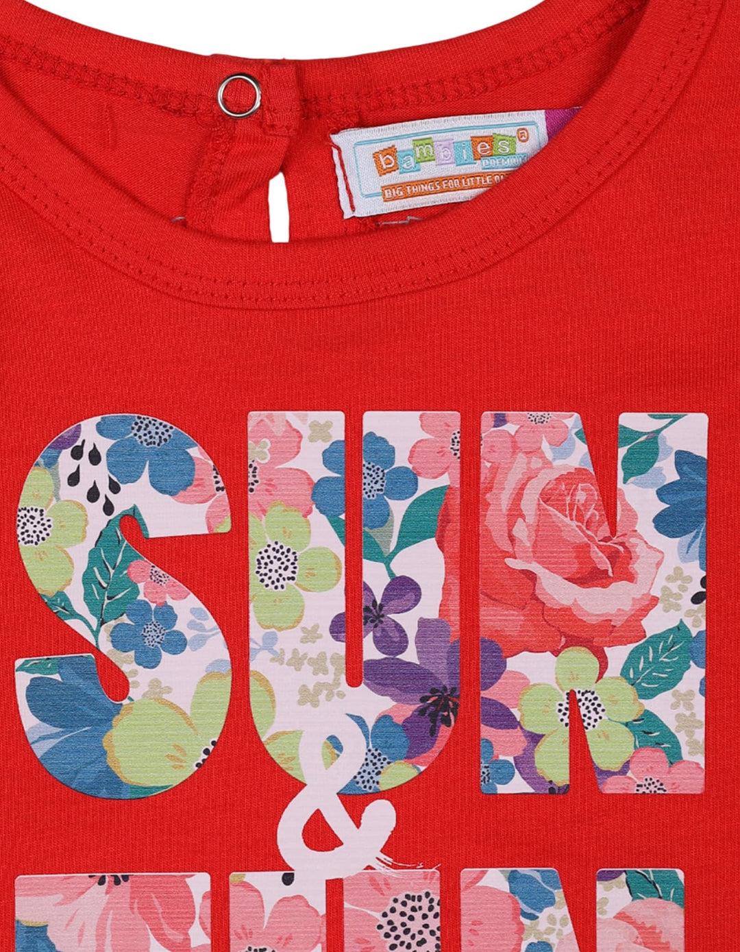 Girls Winter Tops Bambies Sun and Fun Time Printed Red at Zubaidas Pakistan.