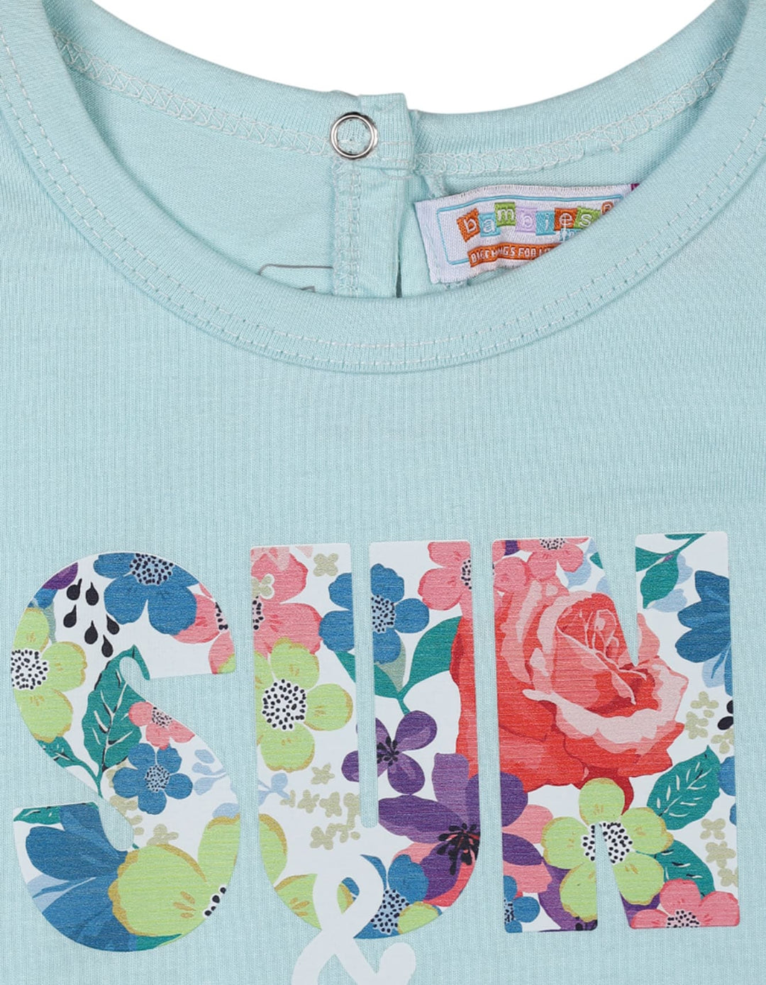 Girls Fashion T Shirts Bambies Sun and Fun Time Light Blue at Zubaidas Pakistan.