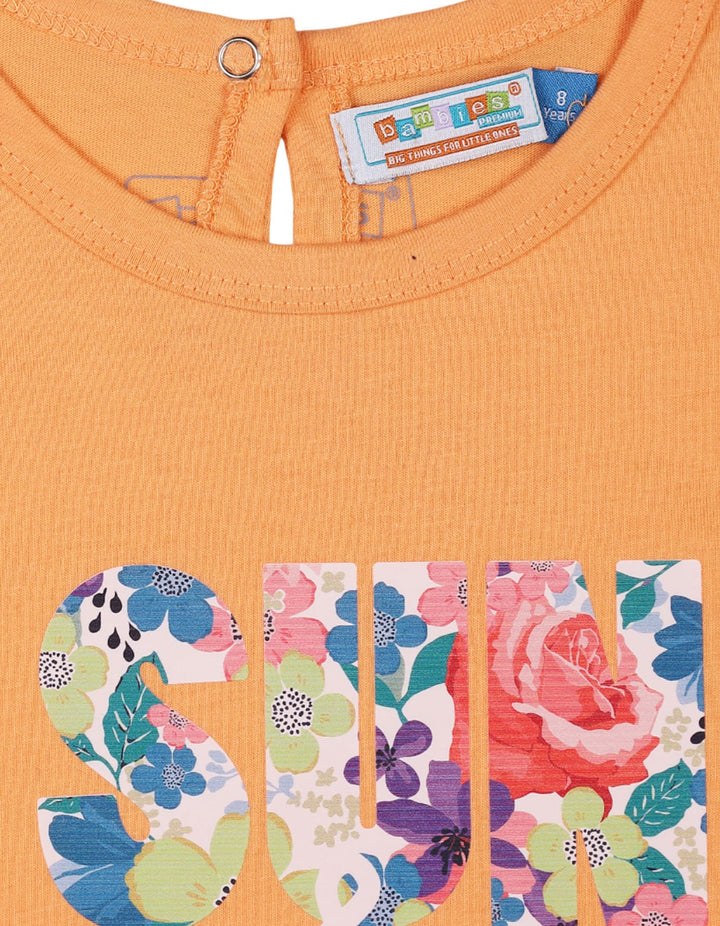 Girls Printed Winter Tops Bambies Sun and Fun Time Orange at Zubaidas Pakistan.