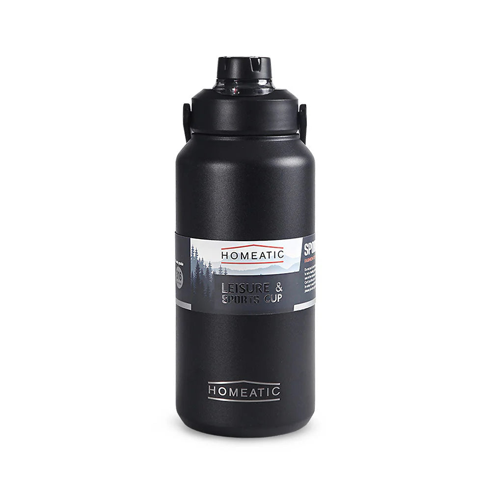 Homeatic Leisure and Sports Vacuum Flask 1300ML Black Steel Water Bottle at Zubaidas