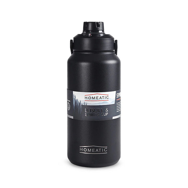 Homeatic Leisure and Sports Vacuum Flask 1300ML Black Steel Water Bottle at Zubaidas