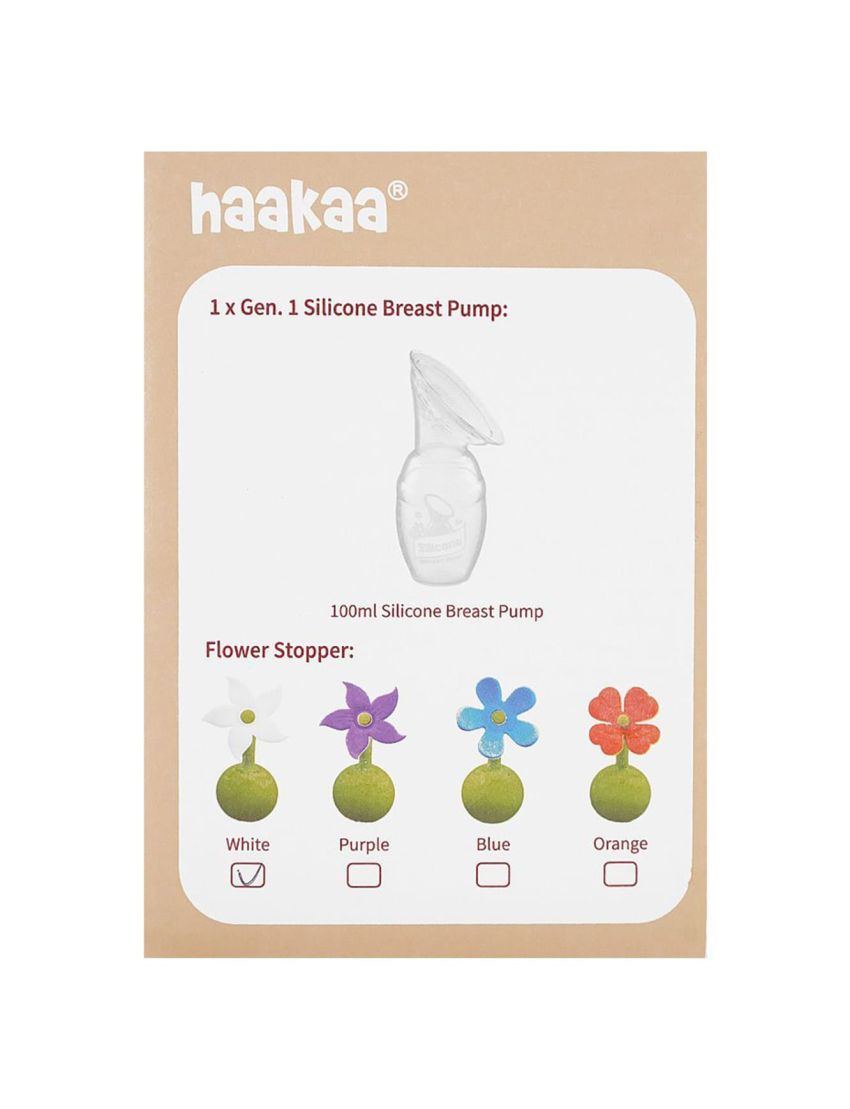 Haakaa Silicone Breast Pump with Flower Stopper 100 ML Gift Box, 254 Grams GBHK020-W. Shop Original Online at Zubaidas® - Pakistan’s No. 1 and the most trusted baby and kids store for over 50 years. Nationwide Delivery. Best Prices.