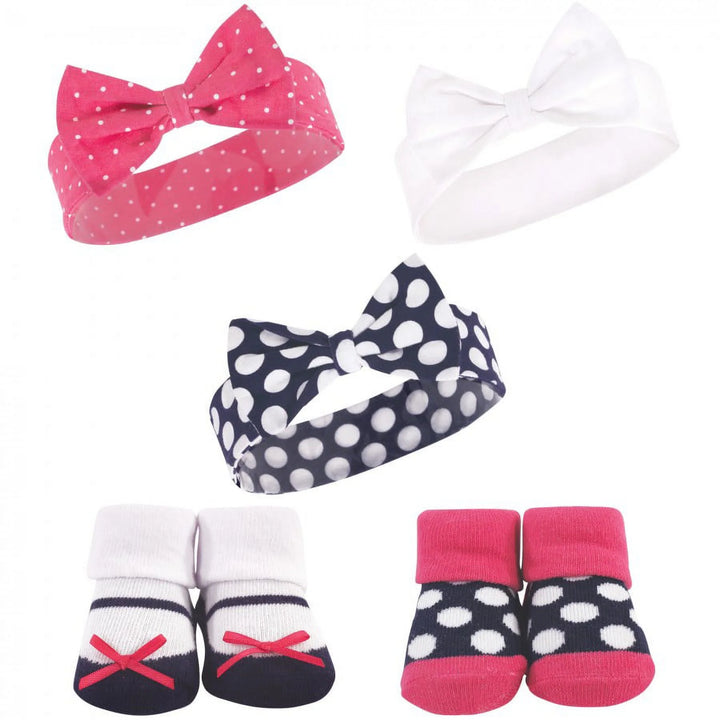 Zubaida's Adorable 5 Pcs Socks & Headbands Coordinated Set