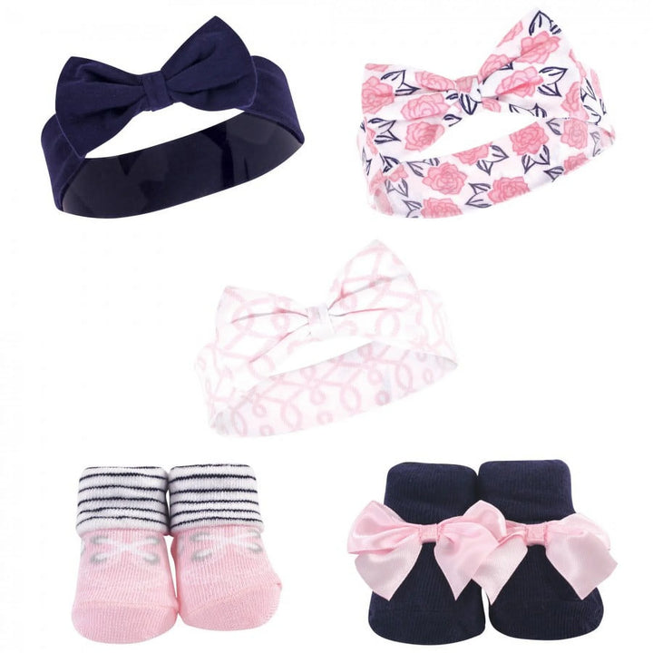 Zubaida's Adorable 5 Pcs Socks & Headbands Coordinated Set