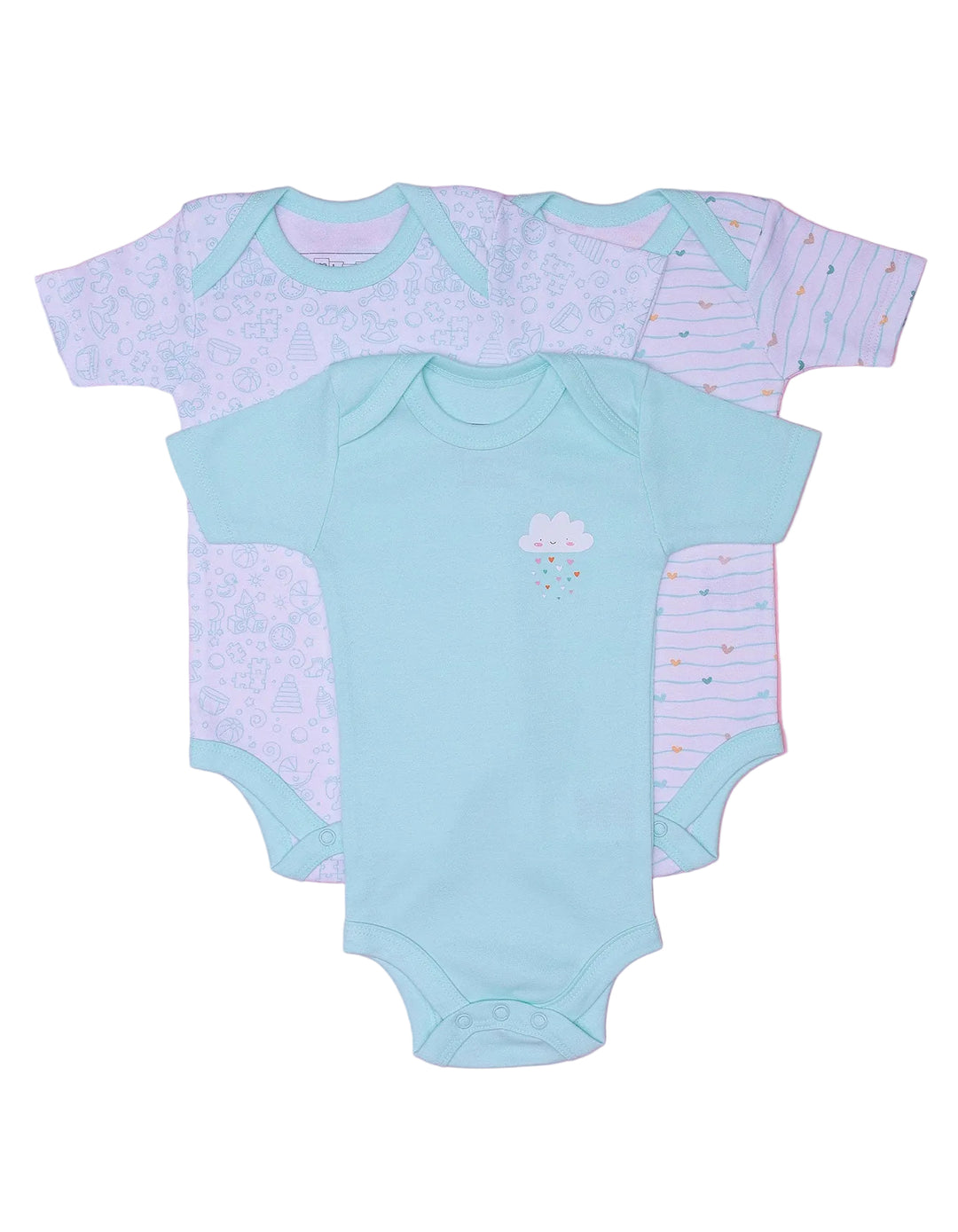 Infant Baby Body Suits Pack of 3 Bambies Mint at Zubaidas