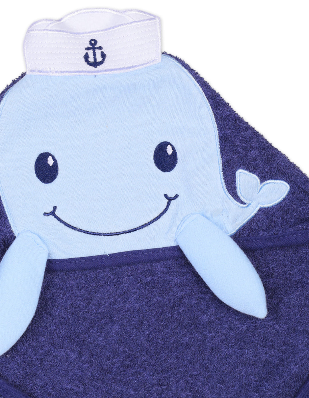 Infant Boys Bath Towel Hooded Whale Blue and Navy Blue at Zubaidas Official Pakistan
