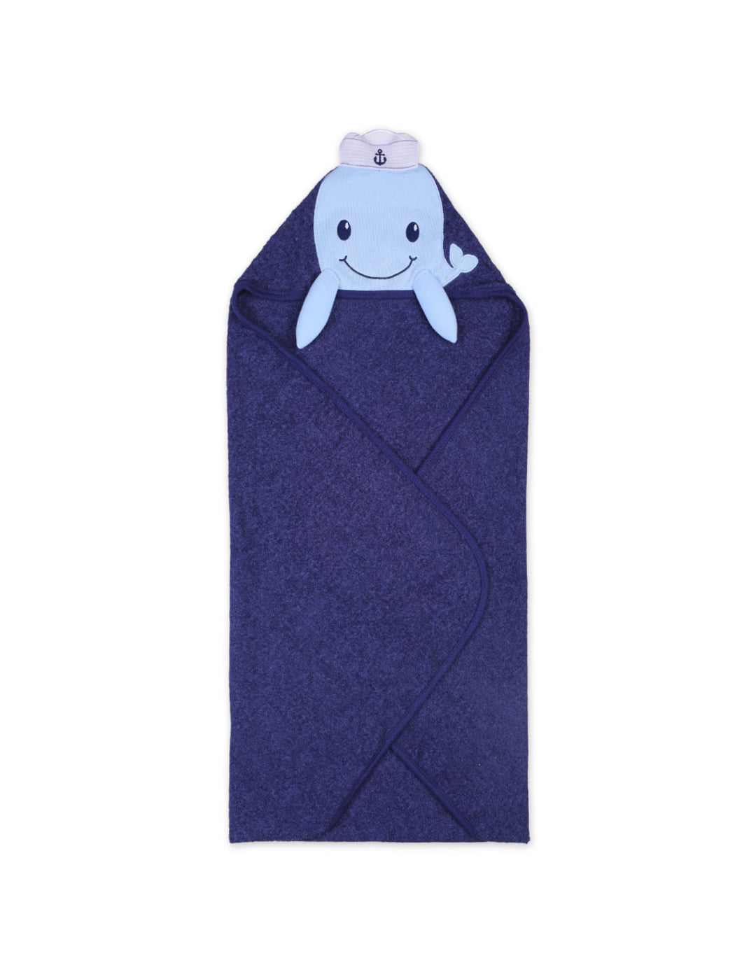 Infant Boys Bath Towel Hooded Whale Blue and Navy Blue at Zubaidas