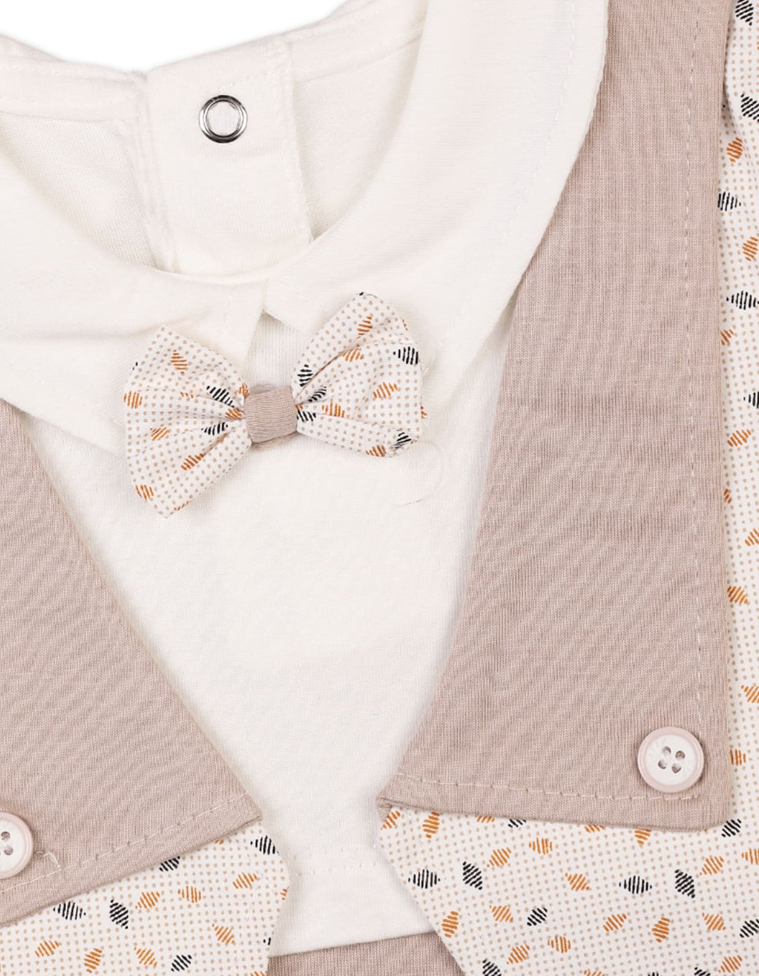 Infant Boys Summer Romper Beige and White Premium Turkish Collection at Zubaidas Official Pakistan