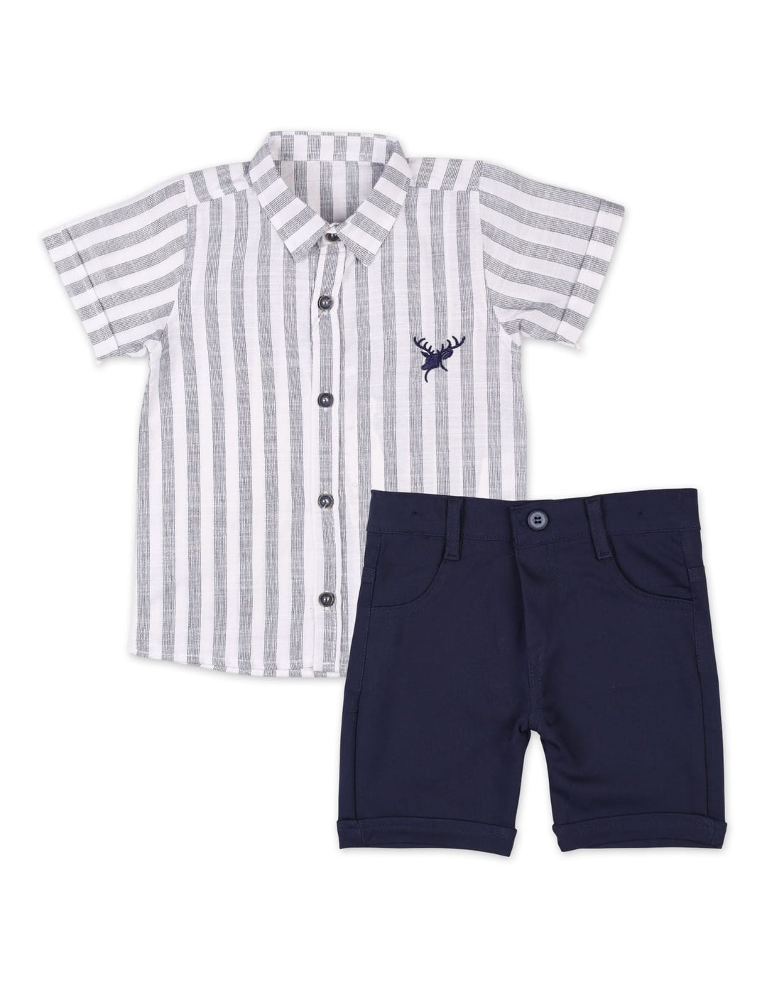 Infant Boys Summer Suit Grey Stripes Premium Turkish Collection at Zubaidas