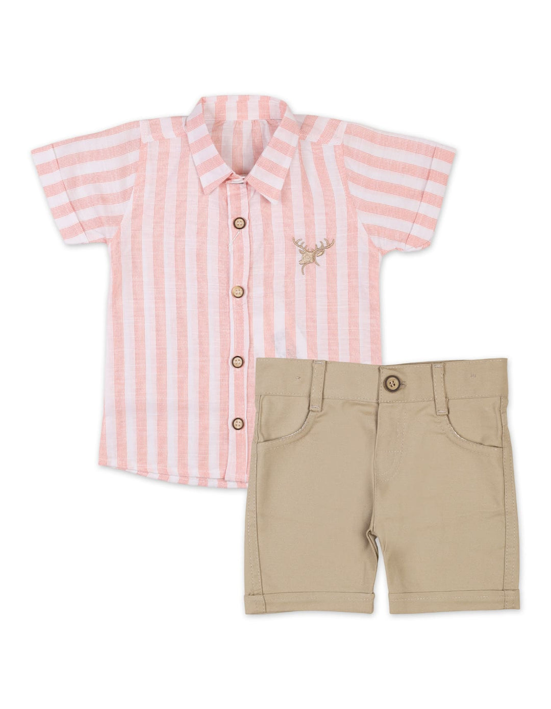 Infant Boys Summer Suit Peach Stripes Premium Turkish Collection at Zubaidas